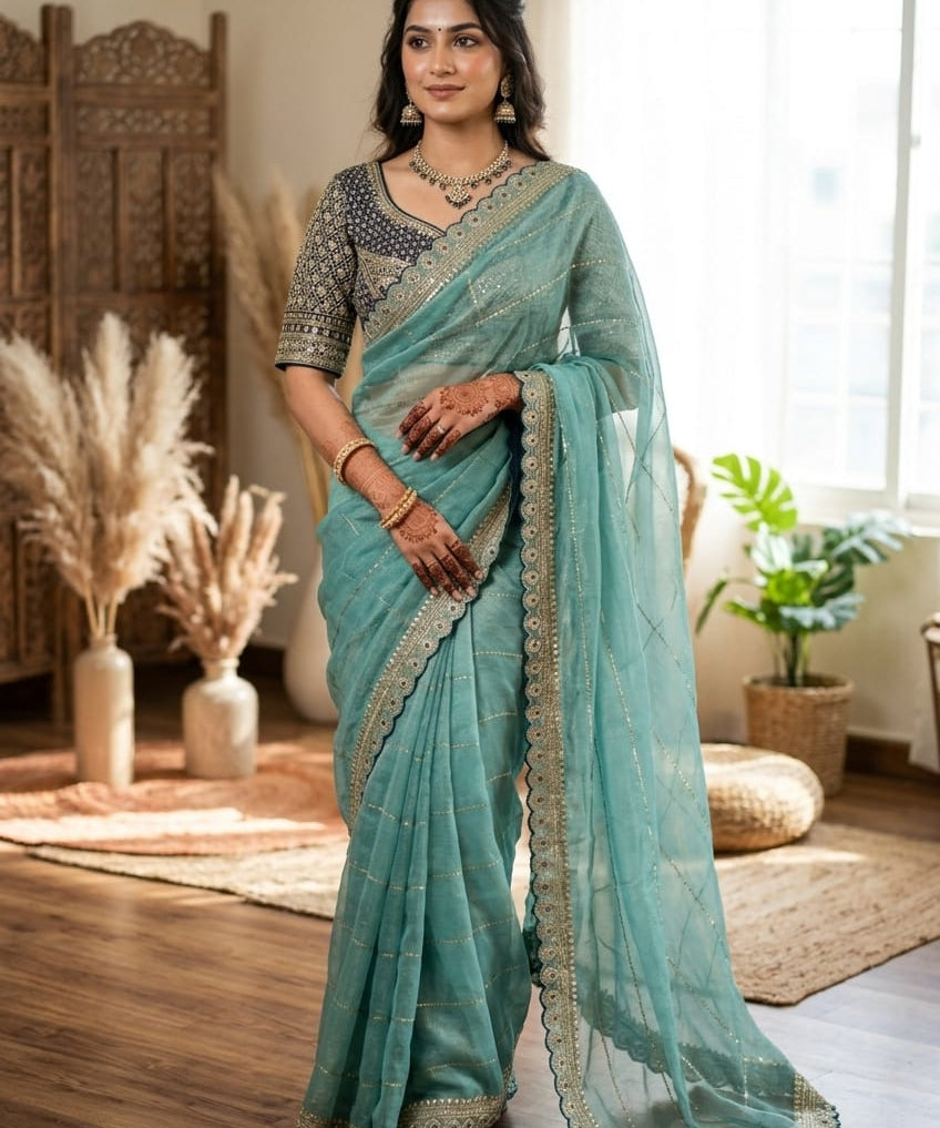 Premium Wedding Beads Work Saree