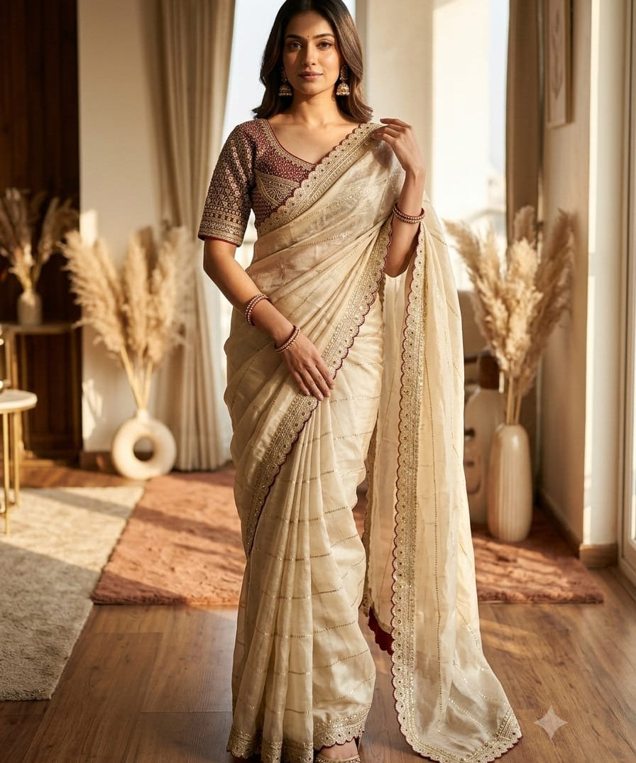 Premium Wedding Beads Work Saree