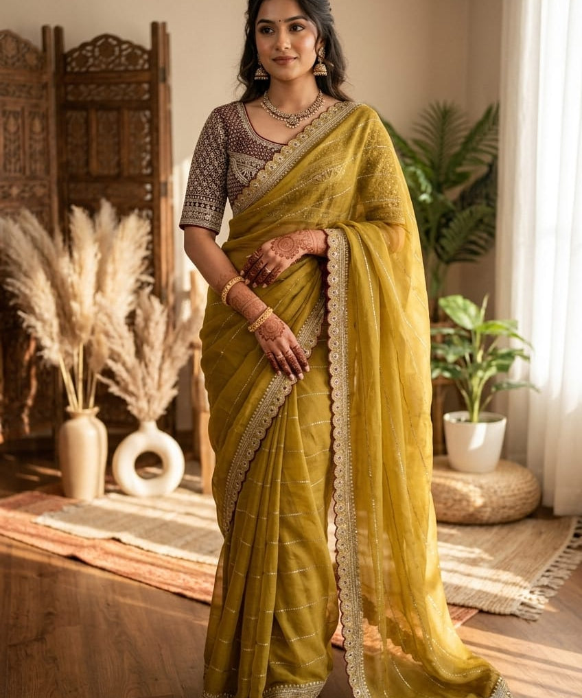 Premium Wedding Beads Work Saree