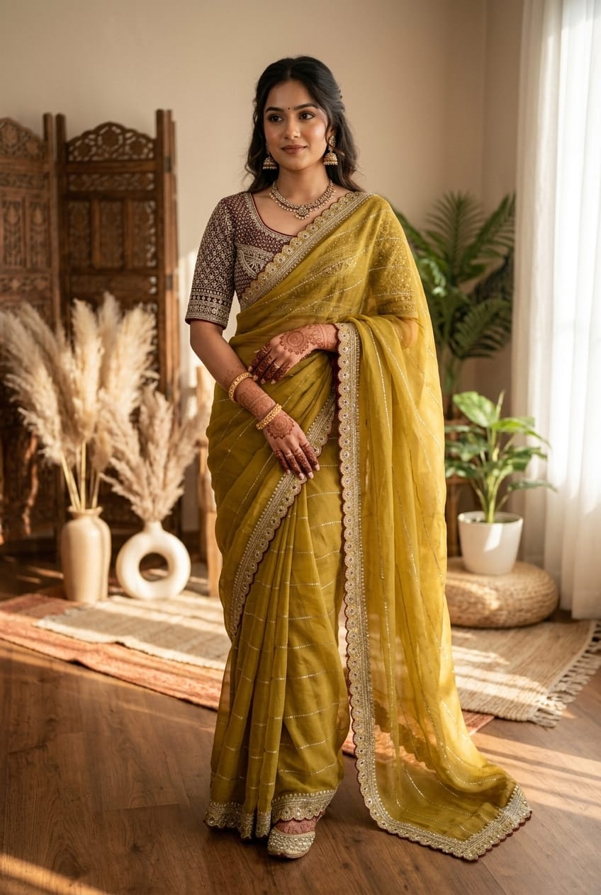 Premium Wedding Beads Work Saree