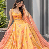 Flame Soft Organza Lehenga