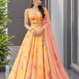Flame Soft Organza Lehenga