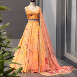 Flame Soft Organza Lehenga