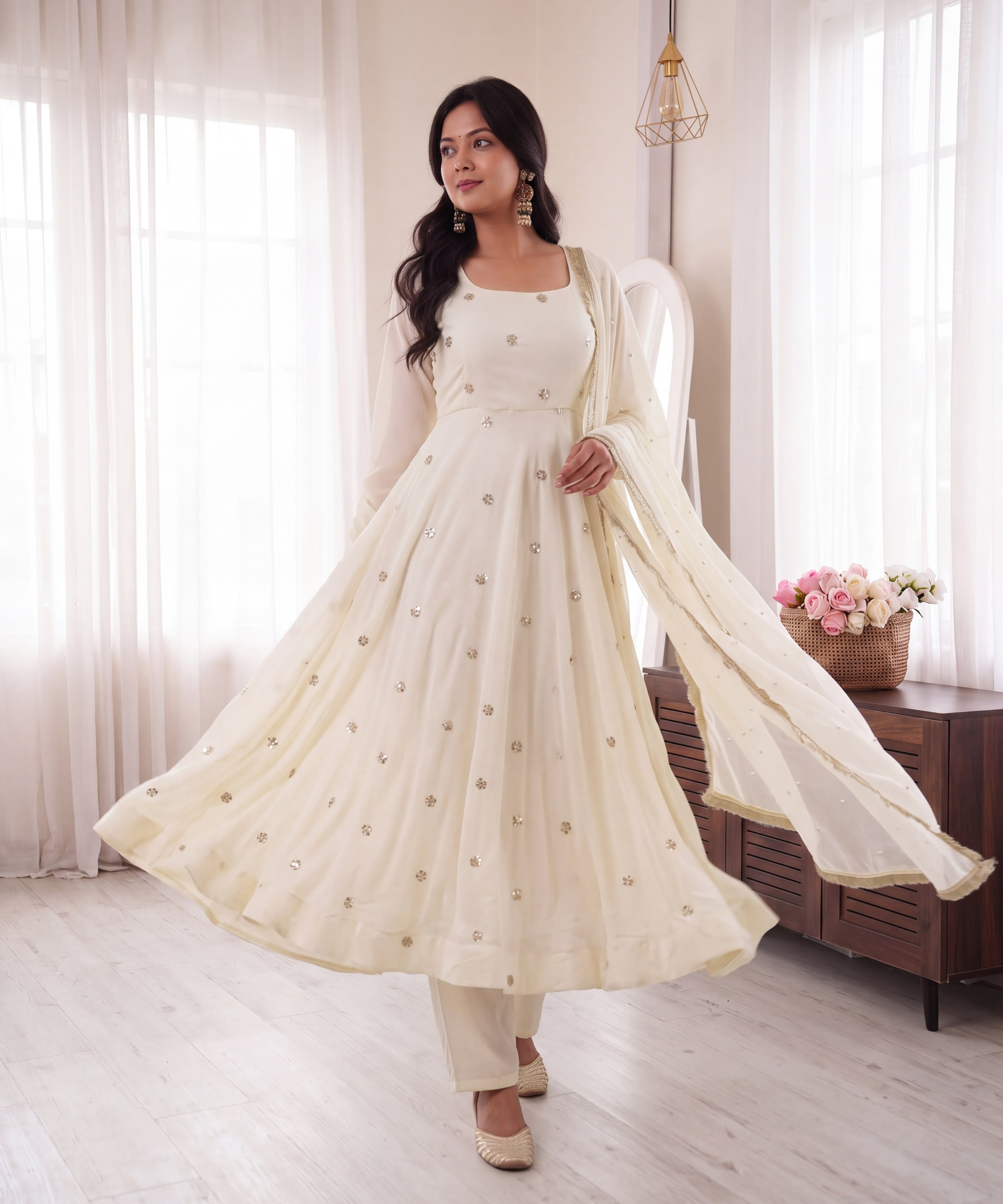 Bright French Crep Silk Anarkali Suit