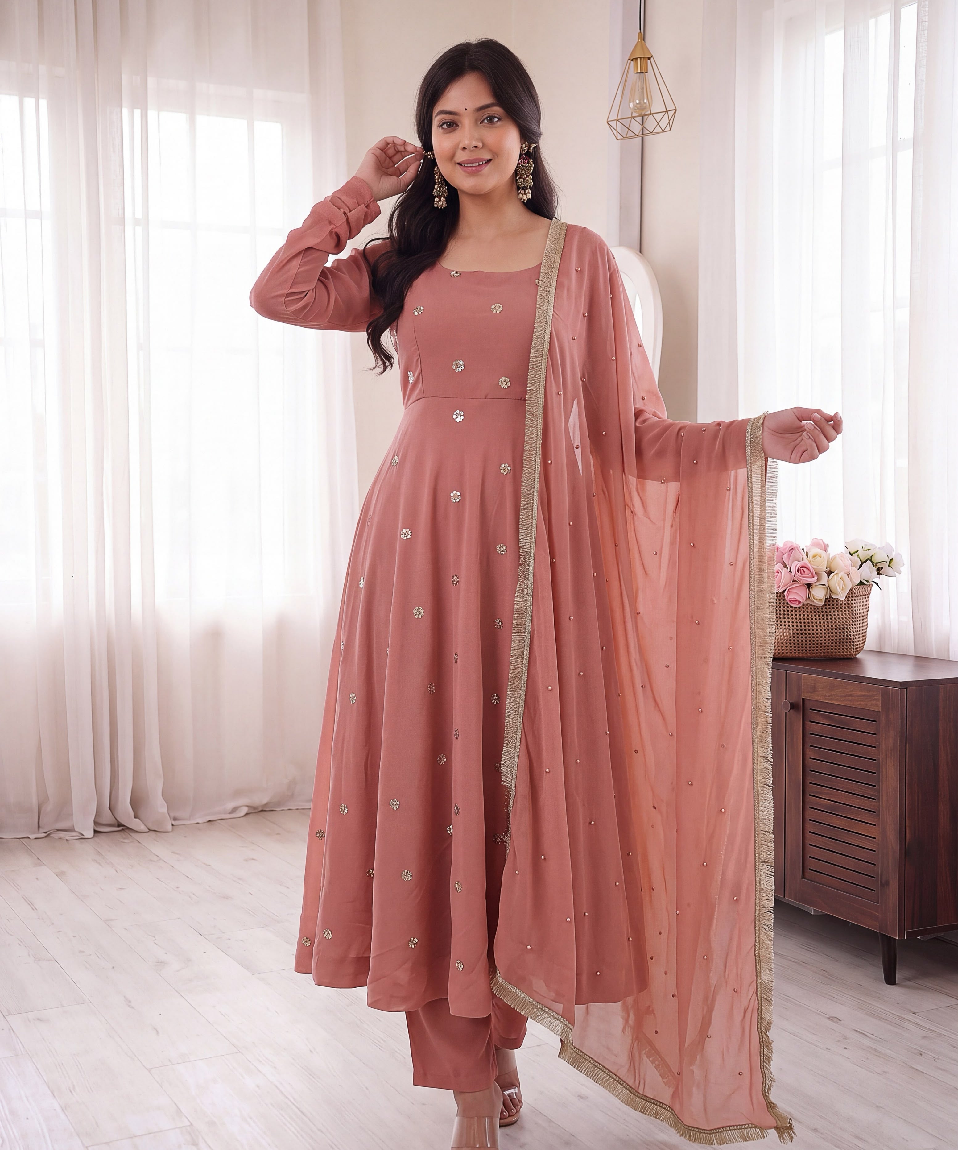 Bright French Crep Silk Anarkali Suit