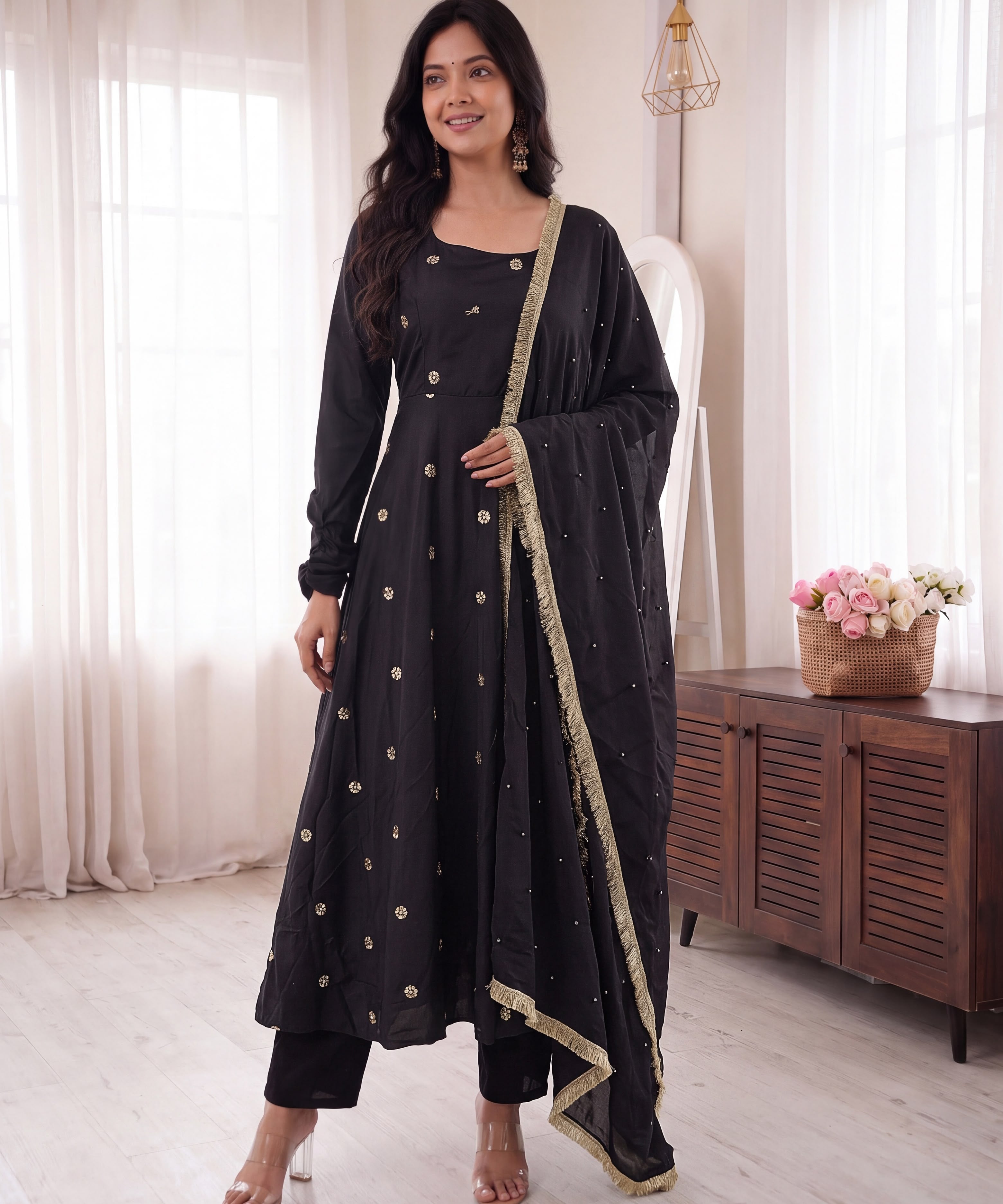 Bright French Crep Silk Anarkali Suit