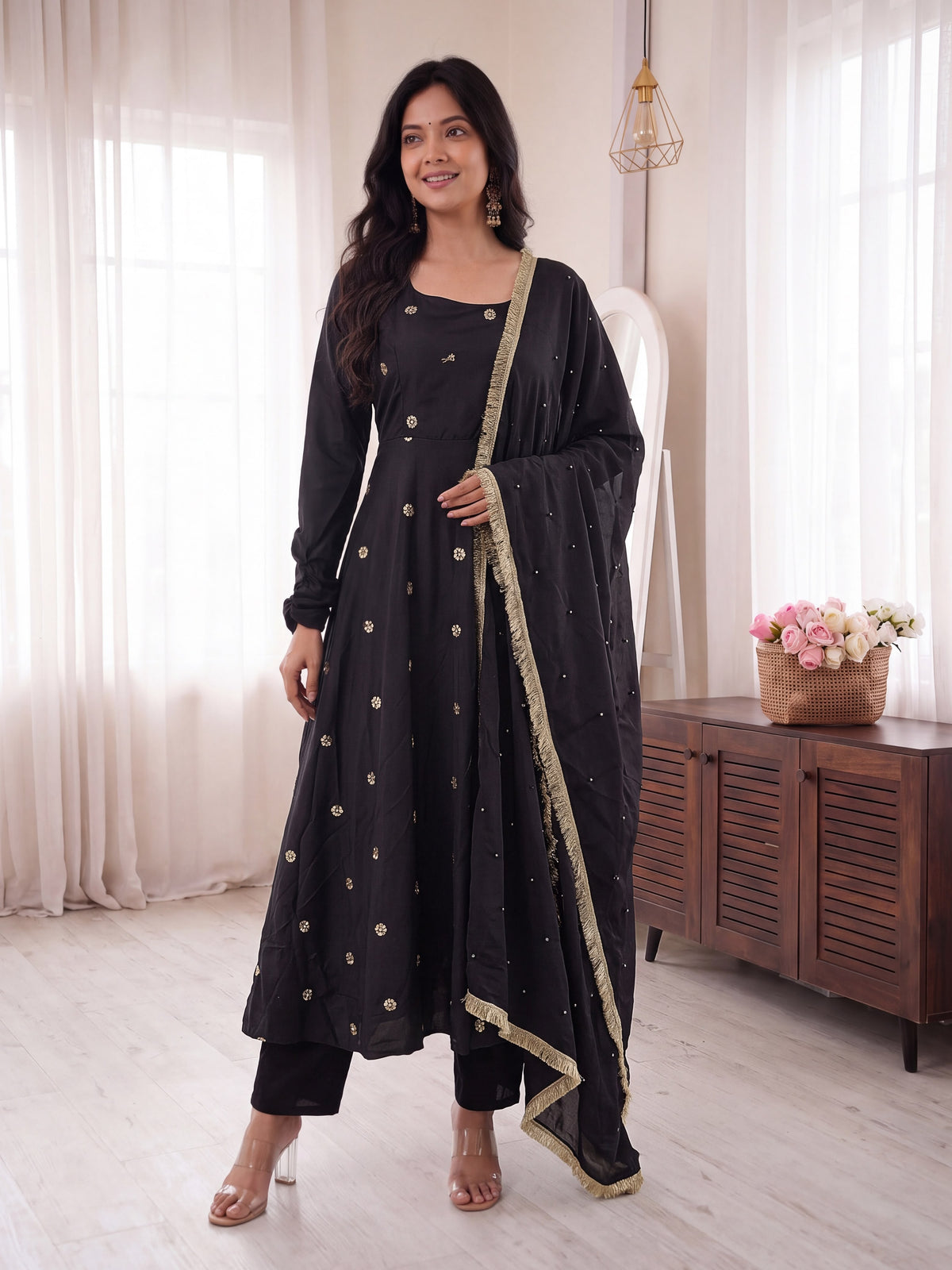 Bright French Crep Silk Anarkali Suit