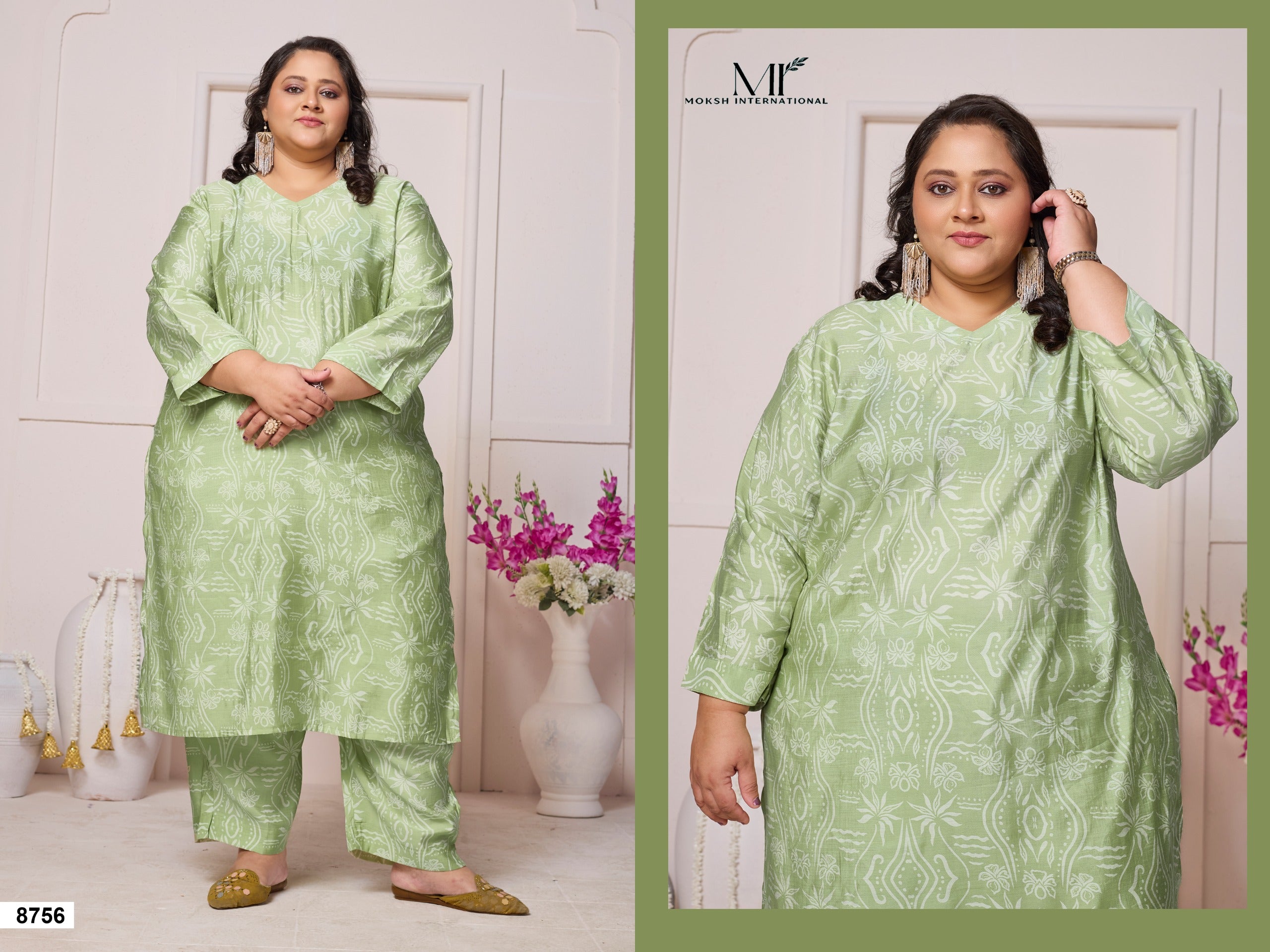 Plus Size Rayon Print Suit
