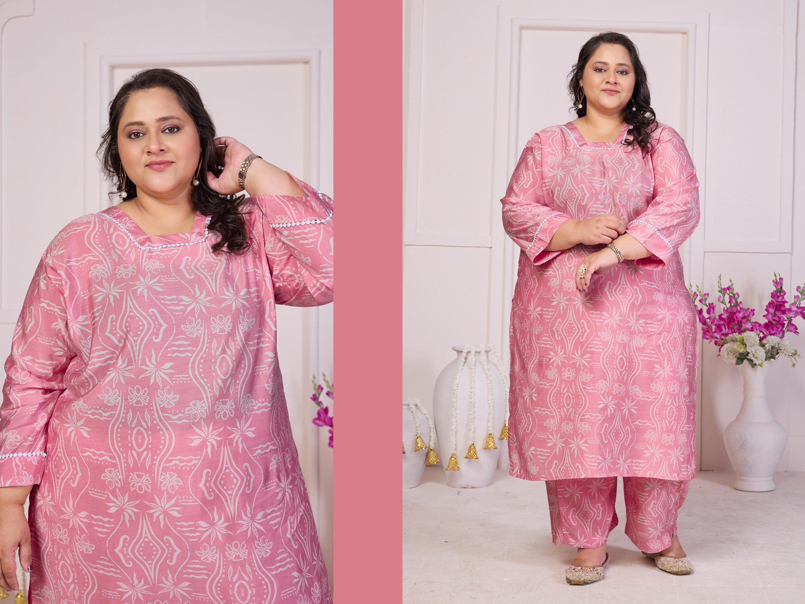 Plus Size Rayon Print Suit