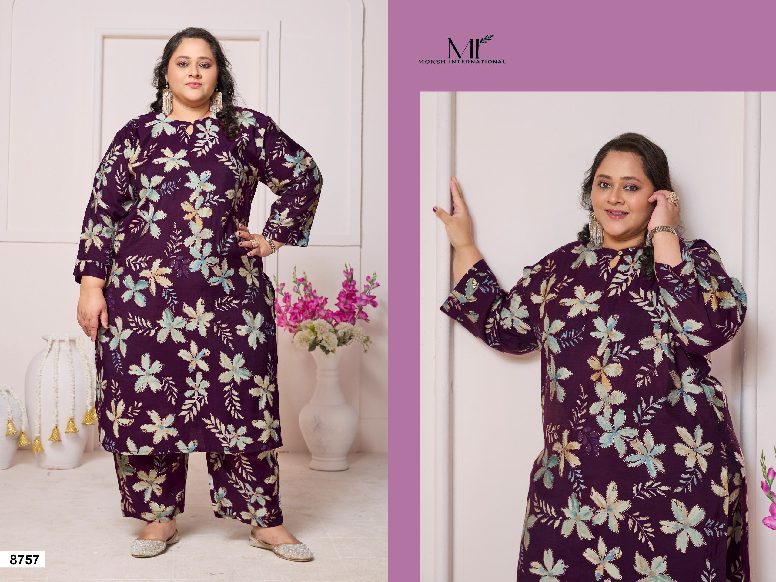 Plus Size Rayon Print Suit