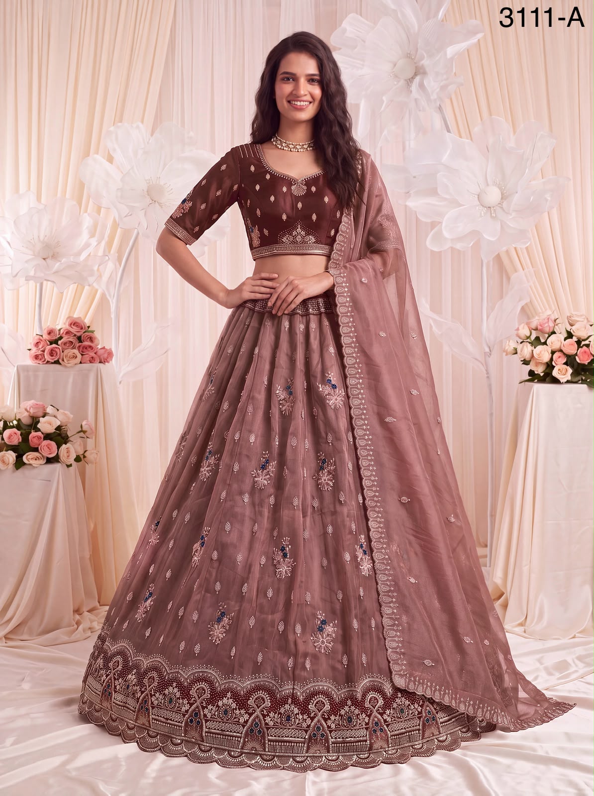 Charming Bridal Motif Handwork Lehenga