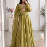 Designer Moss Butti Silk Suit