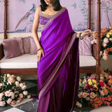 Redefined Lavender Satin Silk Saree