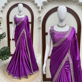 Redefined Lavender Satin Silk Saree