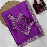 Redefined Lavender Satin Silk Saree