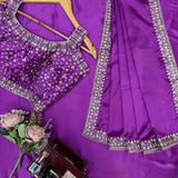 Redefined Lavender Satin Silk Saree