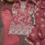 Designer Embroidered Rangoli Cruch Suit