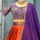 Orange Beautiful Silk Lehenga Choli
