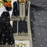 Grand Embroidered Silk Top Sharara