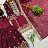 Grand Embroidered Silk Top Sharara