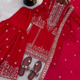 Grand Embroidered Silk Top Sharara