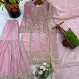 Grand Embroidered Silk Top Sharara