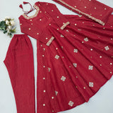 Maroon Ethnic Crunchy Silk Gown