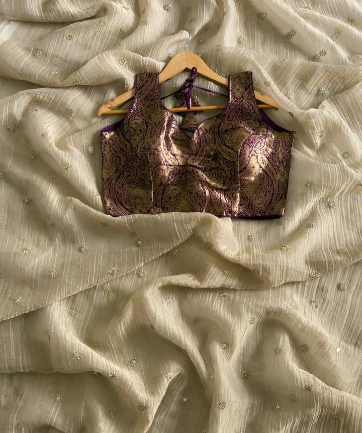tissue saree with readymade blouse