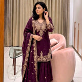 Trending Pakistani Embroidered Top Sharara
