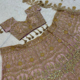 Metallic Net Wedding Rose Gold Lehenga
