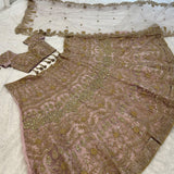Metallic Net Wedding Rose Gold Lehenga