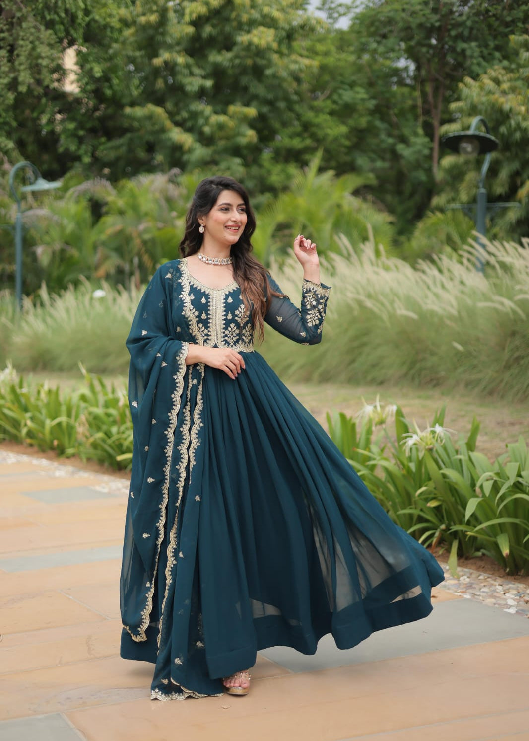 Blooming Sequance Anarkali Gown