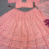 Gajri Pink  Party Wear Georgette Lehenga choli