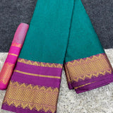 Pure Aura Plain Cotton Silk Saree