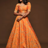 Orange Stunning Art Silk Bridal Lehenga