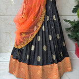 Black Kanjivaram Silk Lehenga