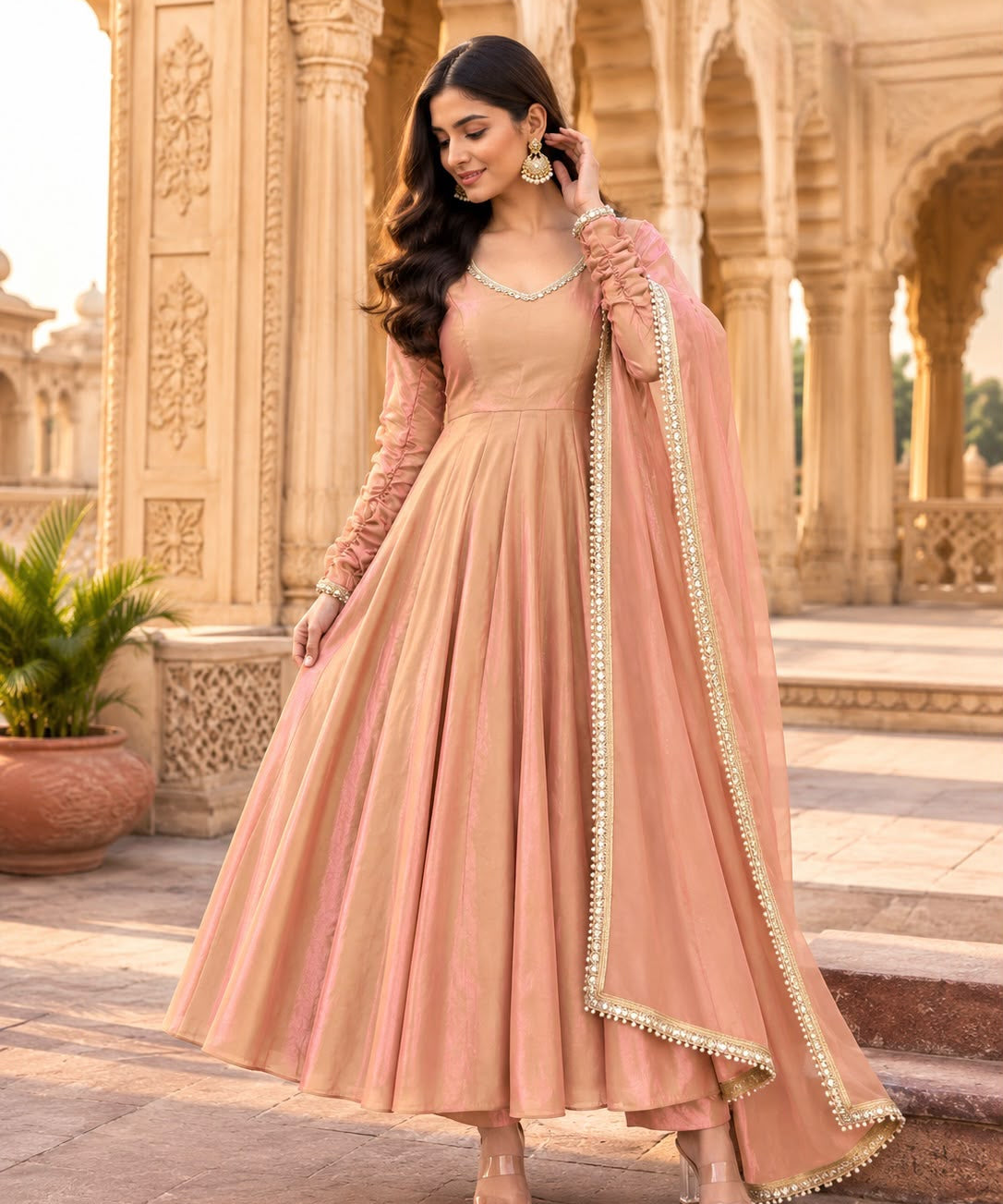 Lovely Fendy Silk Anarkali Gown