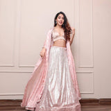 Satin silk padding lehnga