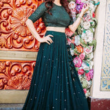 PEACOCK PARTY WEAR HEAVY FUAX GEORGETTE SEQUNCE WORK LEHENGAS