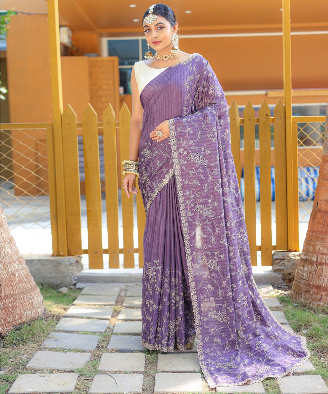 Pure Soft Silk Thread Work Saree