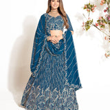 Indigo Blue Georette Lehenga Choli