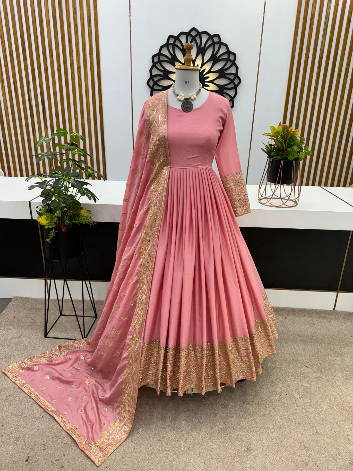 Heavy Chinon Silk Anarkali Gown