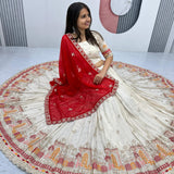 White Festive Banarasi Lehenga Choli