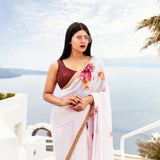 Flower Print Georgette Saree