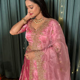 satin silk lehnga