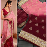 Two Tone Heavy Georgette Fabric All Over Saree Foil Print