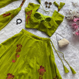 Olive Green Designer Printed Lehenga