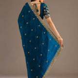 Elegant Dove Blue Tissue Saree