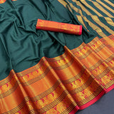 Exclusive Cotton Silk Saree With Jacquard Brocket Blouse