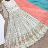 White Heavy Embroidered Anarkali Gown